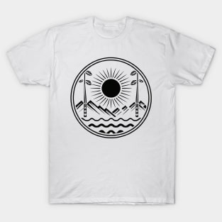 Lake, Tree, Mountains, and Sun (001 Black) T-Shirt